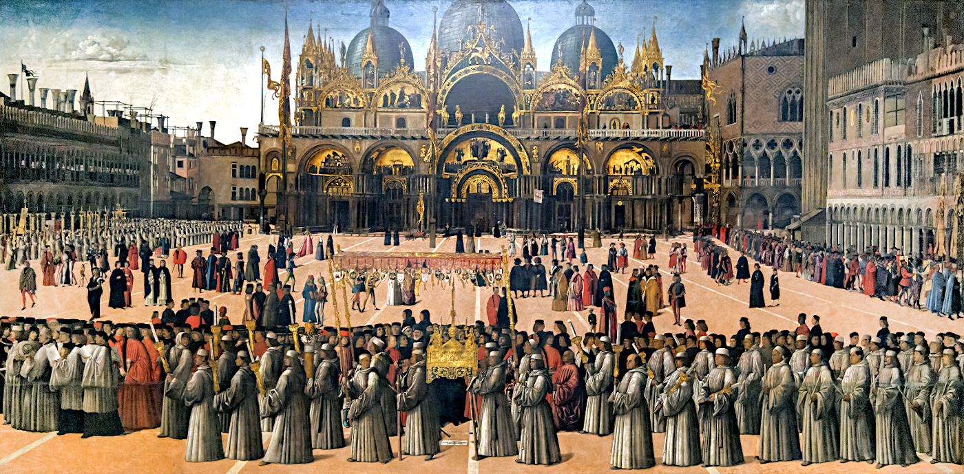 Historical View: Procession in piazza San Marco by Gentile Bellini (from: Wikipedia, the free Encyclopedia)